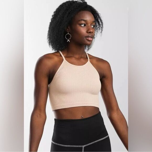 Free People FP Movement Happiness Runs Crop Long Stone Eagle Tan M/L - Picture 1 of 9